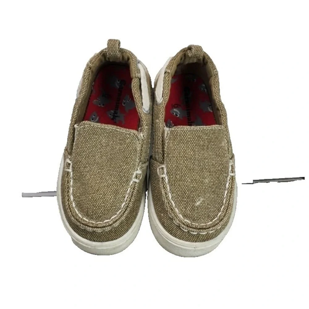 Carter's Tan‎ Canvas Slip On Boat Shoes Toddler Kids Size 6